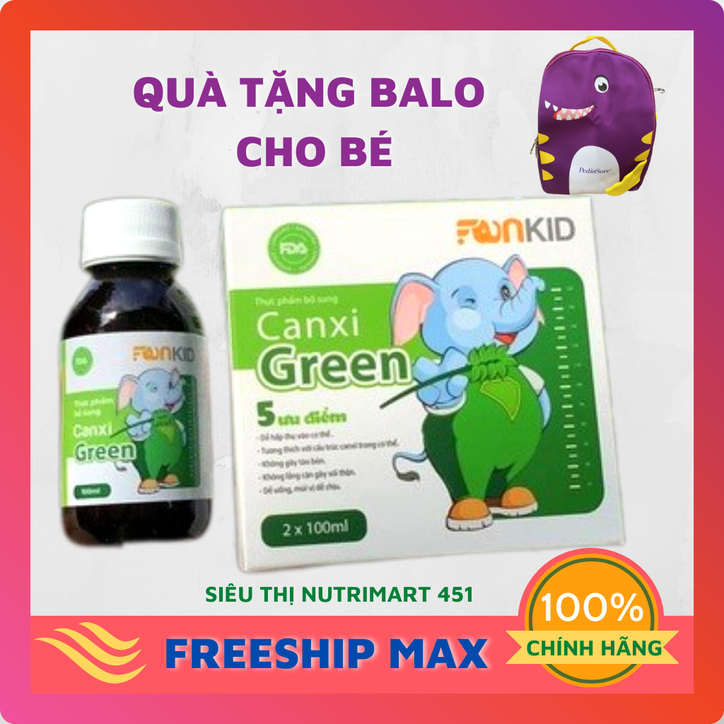 Canxi hữu cơ dễ hấp thu không lắng cặn sỏi thận cho bé- Canxi green Fankid