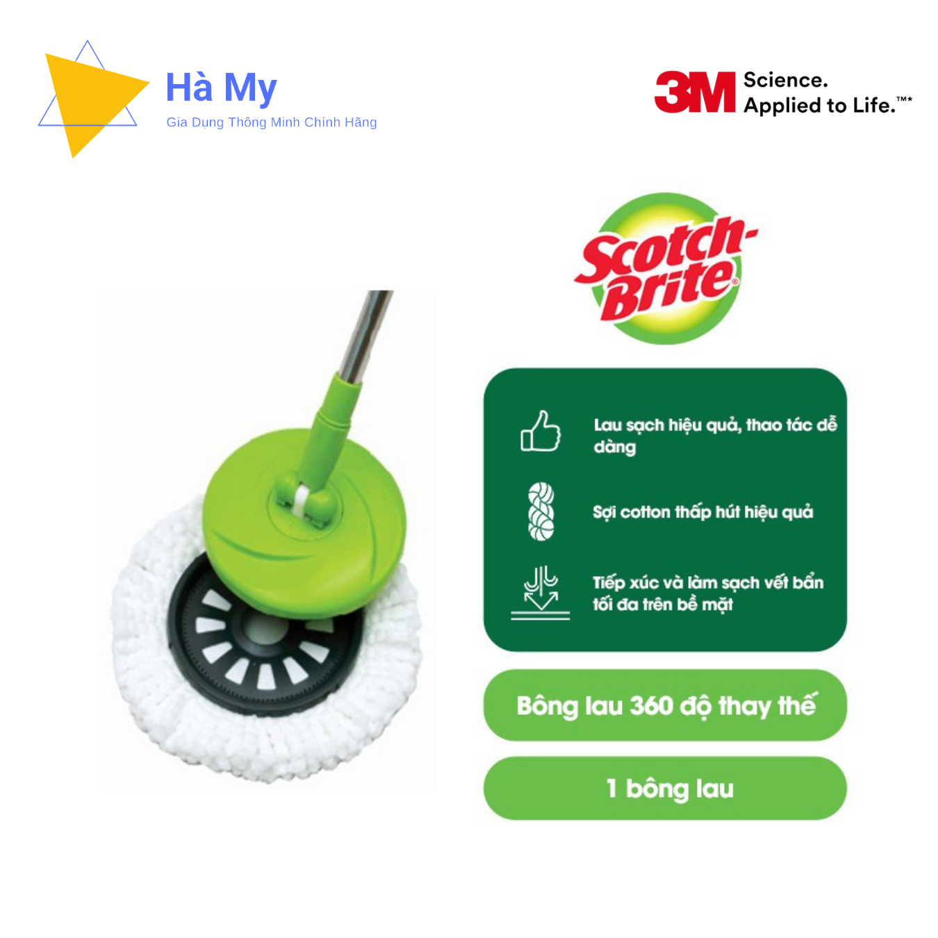 Bông Lau Thay Thế Cây lau Nhà Thông Minh 3M Scotch Brite