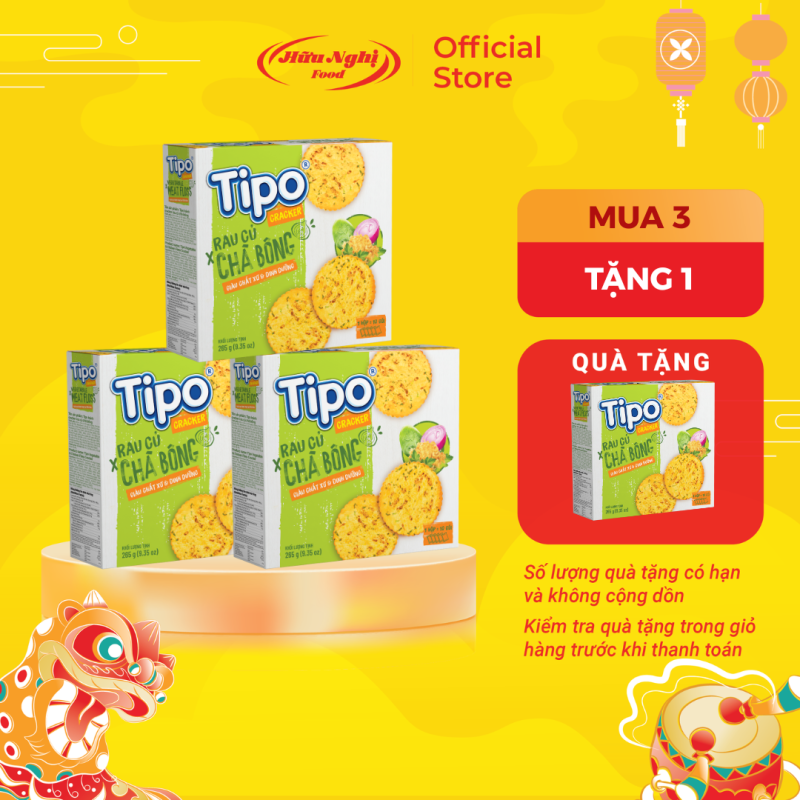 Bánh quy rau củ chà bông Tipo 265g Hữu Nghị dinh dưỡng ngon giòn ăn vặt tiện lợi