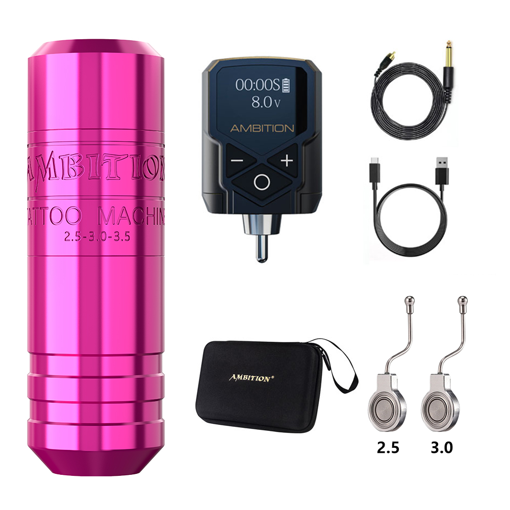 Ambition 28mm Torped 2 Rotary Tattoo Pen Stroke 2.5-3.0-3.5mm Máy không dây Kuark Pin Động cơ không 