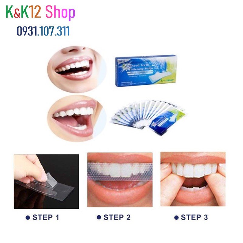 Set 1 Bao 2 Miếng Dán (1 Trên 1 Dưới) Trắng Răng Tiện Lợi Advanced Teeth Whitening Strips