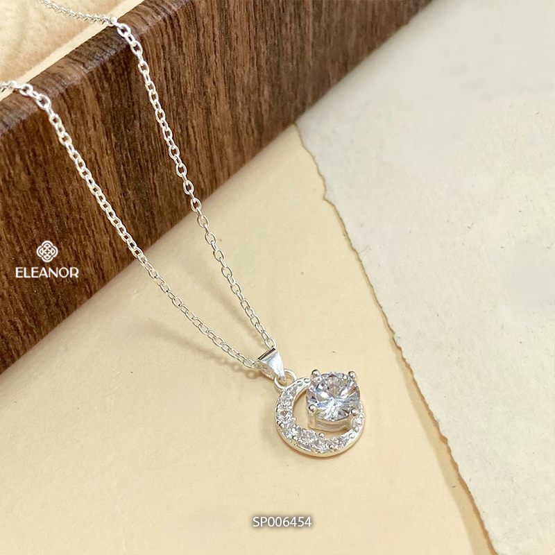 Dây chuyền nữ bạc 925 Eleanor Accessories vòng cổ hình mặt trăng đính đá phụ kiện trang sức 6454