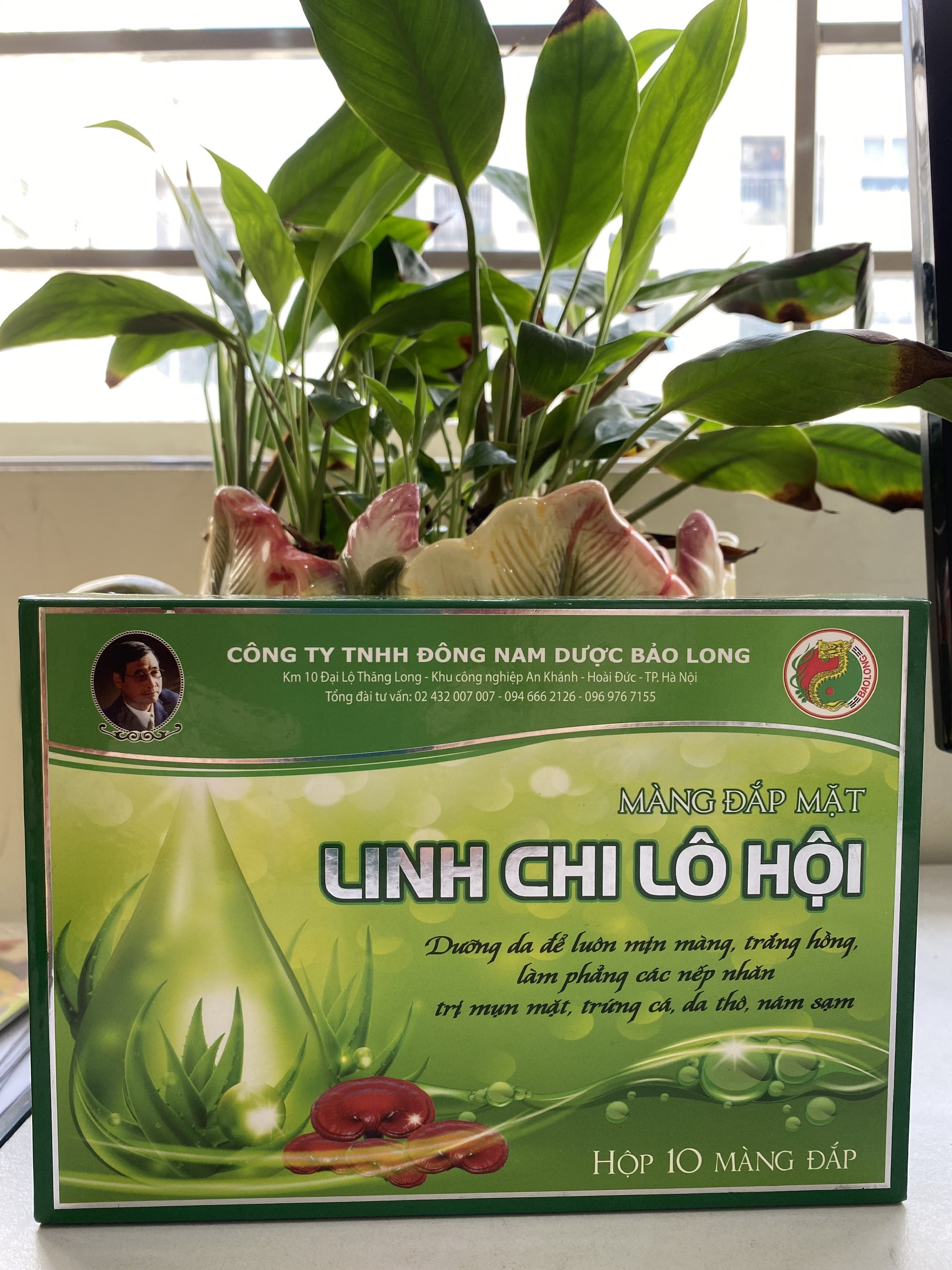 Mặt Nạ Dưỡng Da Thảo Dược Linh Chi Lô Hội Đông Nam Dược Bảo Long Hộp 10 Miếng Thảo Dược Thiên Nhiên Sáng Da Giảm Nếp Nhăn Giảm Mụn Trứng Cá Giảm Nám Mờ Sạm