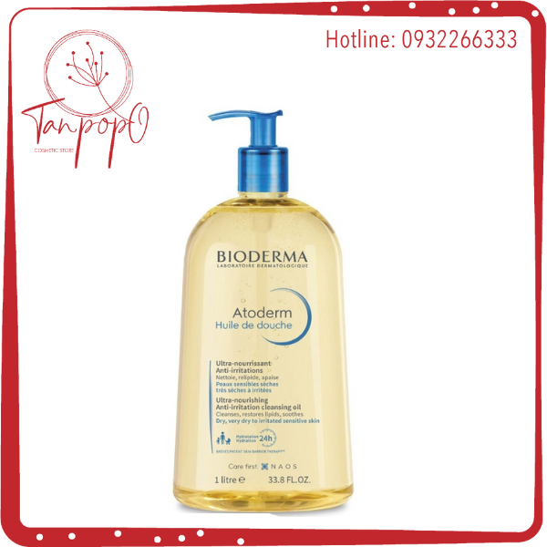 Dầu tắm giúp làm sạch làm dịu và dưỡng ẩm dành cho da khô da nhạy cảm Bioderma Atoderm Huile De Douche 1L