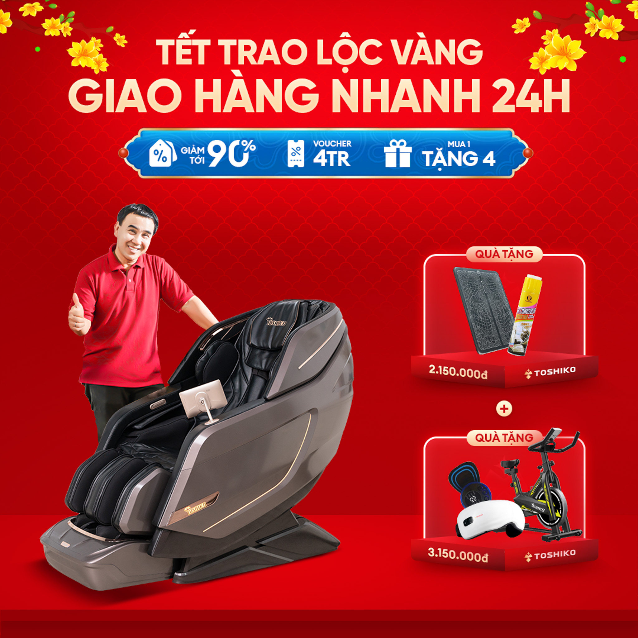 [Nhận hàng nằm thử] Ghế Massage Toàn Thân Đa Năng Toshiko T9900 - Sản phẩm ghế massage toàn thân dàn