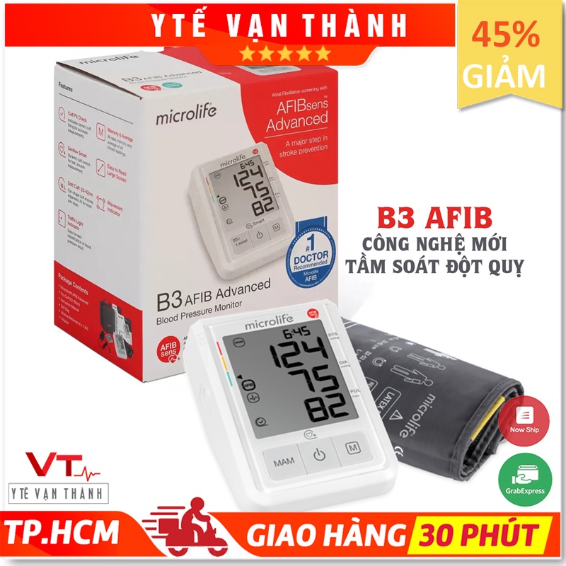 ✅ [Chính Hãng Hcm] Máy Đo Huyết Áp Bắp Tay: Microlife B3 Afib Advanced (Cảnh Báo Đột Quỵ Mới) - Vt0526 [ Y Tế Vạn Thành ]