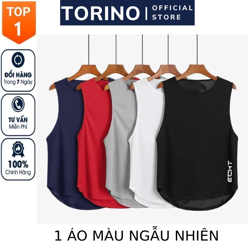 Áo ba lỗ gym nam đẹp logo ECHT chất vải Cotton Thái co giãn 4 chiều lỗ nhỏ thoáng khí thấm hút mồ hô
