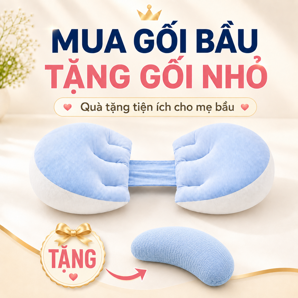 Gối Bầu Cánh Tiên – Ôm Trọn Bụng Bầu Nâng Đỡ Toàn Diện Giảm Đau Lưng Giúp Mẹ Bầu Ngủ Ngon Sâu Giấc
