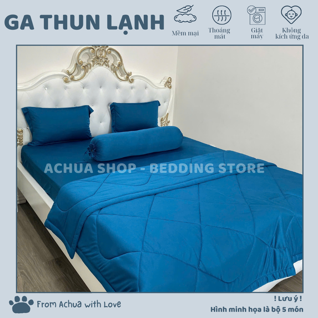 FREESHIP - Bộ Ga Giường Thun Lạnh 4 Món ACHUASHOP - Chăn Mền Lẻ - Vỏ Gối Lẻ - Bộ Ga Trải Giường Ga N