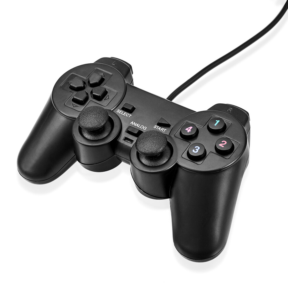 Tay cầm chơi game PS2 PS3 PS4 có dây chế độ rung dây kết nối USB cho PC / Laptop