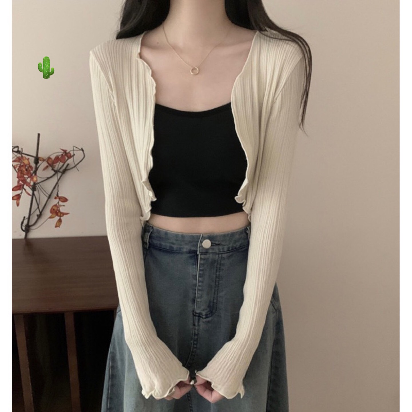 Áo khoác cardigan dáng croptop khoác ngoài tay dài áo khoác nữ phối với đầm váy thun xịn Áo khoác ca