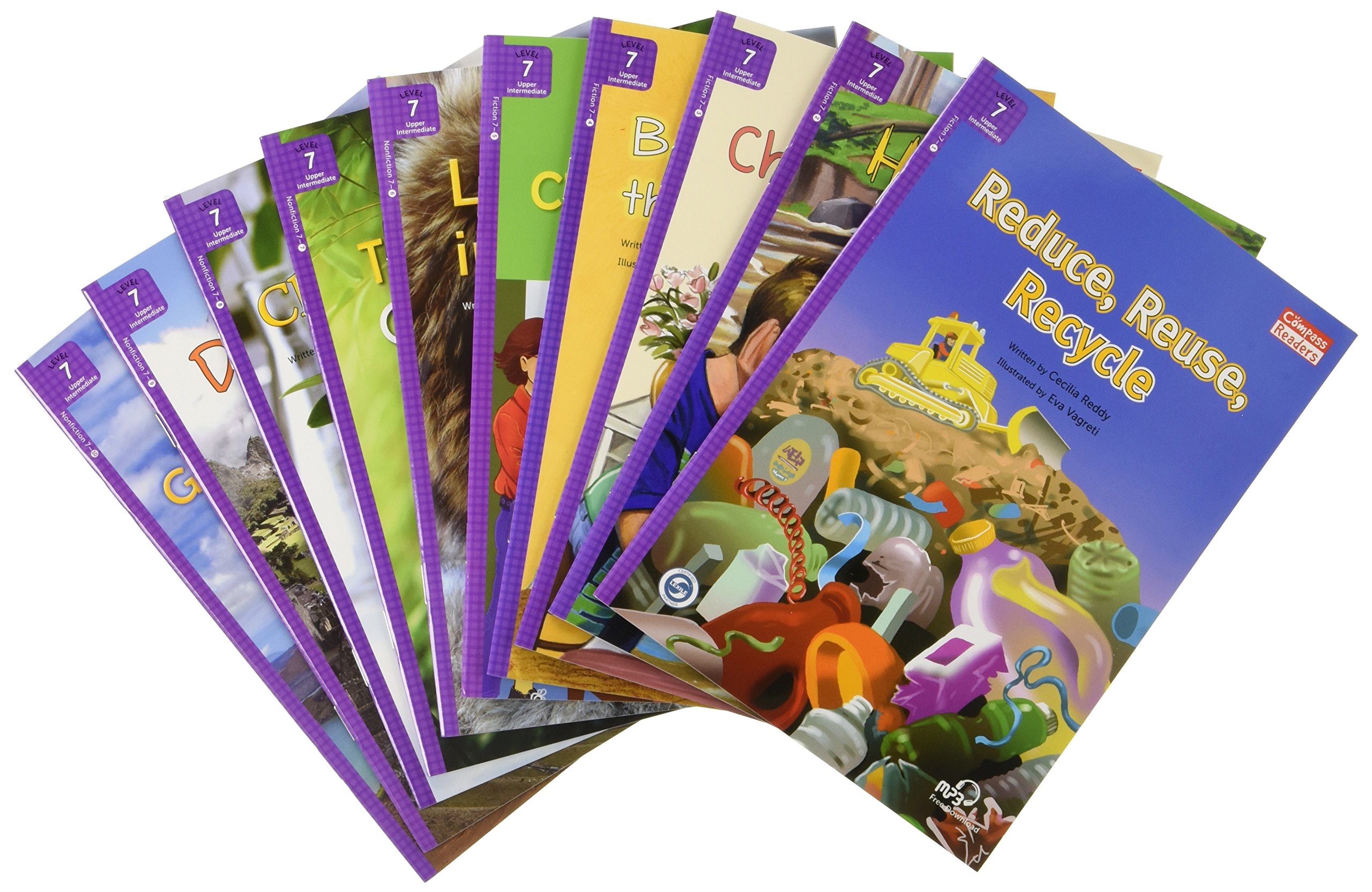 Tuyển tập sách Compass Reading Level 7 trọn bộ 10 quyển có audio mp3 miễn phí nghe kèm sách giúp bé học tiếng Anh