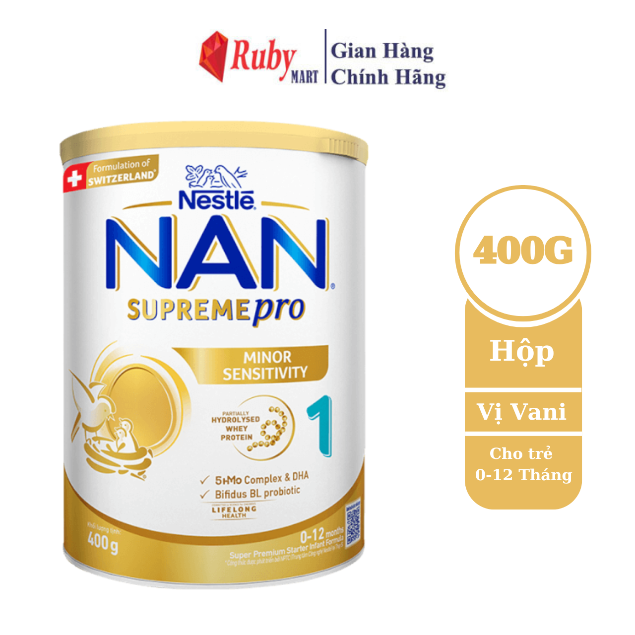 Sữa dinh dưỡng công thức Nestlé NAN SUPREMEPRO 1 5HMO lon 400g