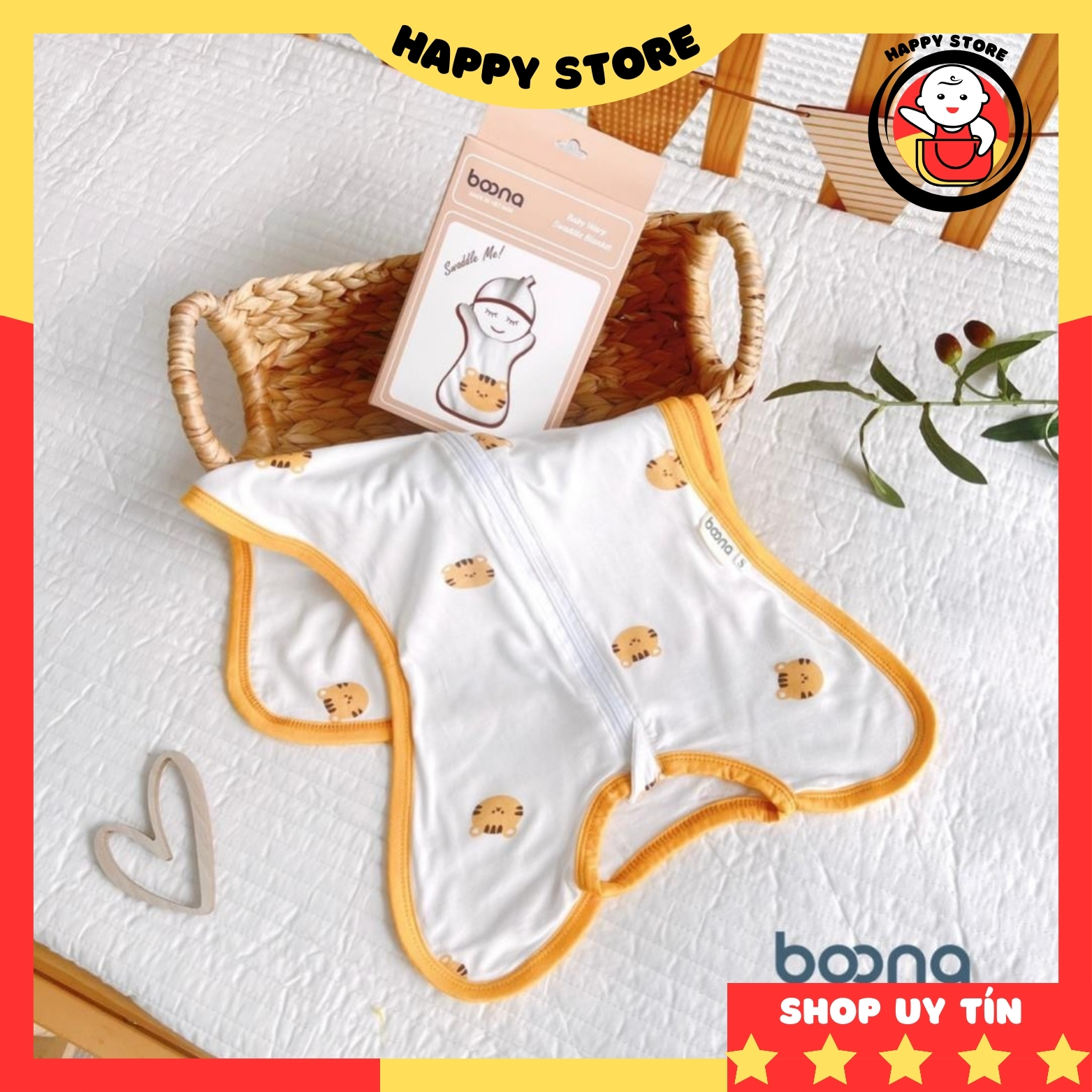 Nhộng chũn cho bé sơ sinh BOONA chất vải mềm mại giúp bé ngủ ngon sâu giấc chống giật mình cho bé A219 Happy Store