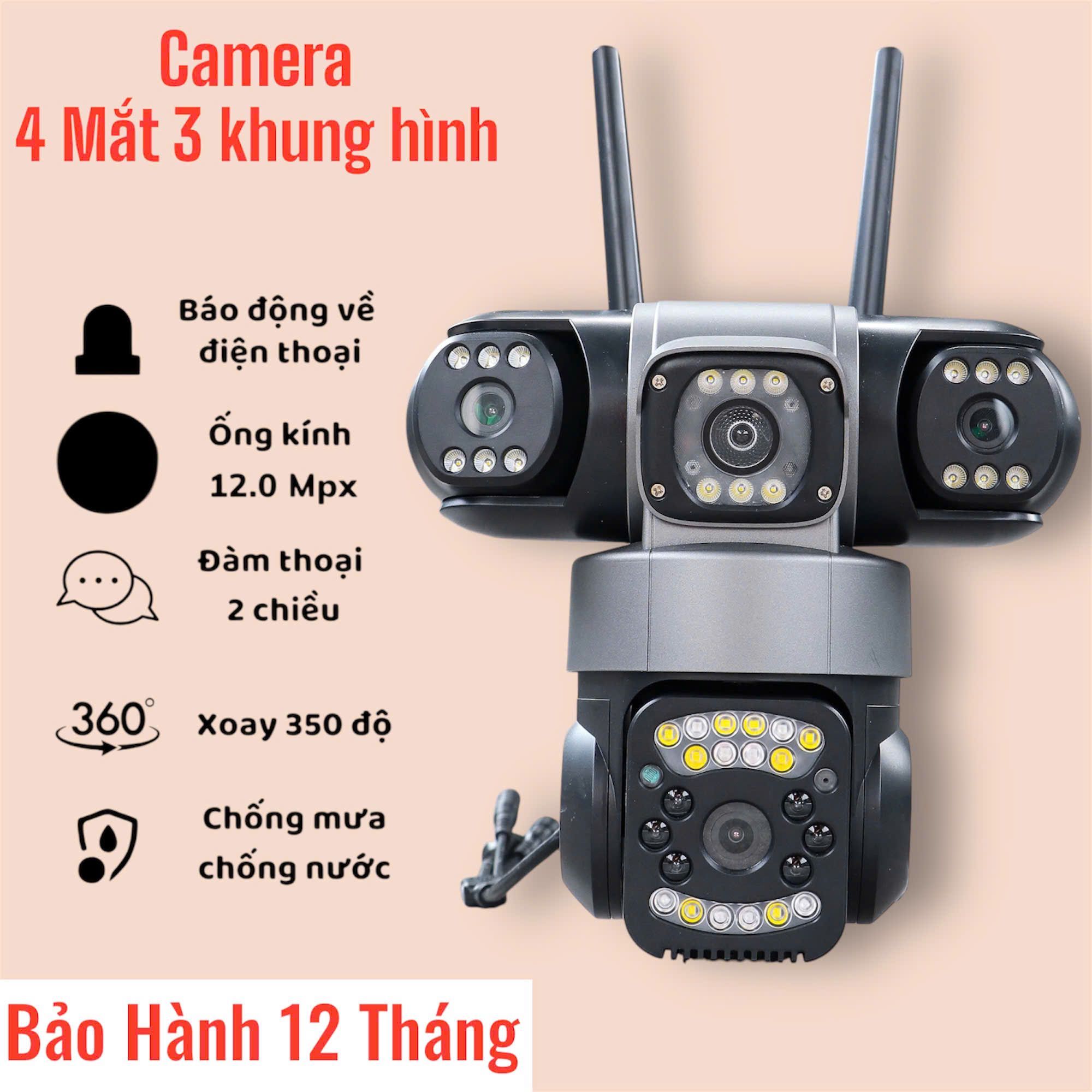 Camera Wifi Yoosee PA40L 4 Mắt 3 Khung Hình Quan Sát Toàn Cảnh Ngoài Trời- Mẫu MỚi Năm 2025