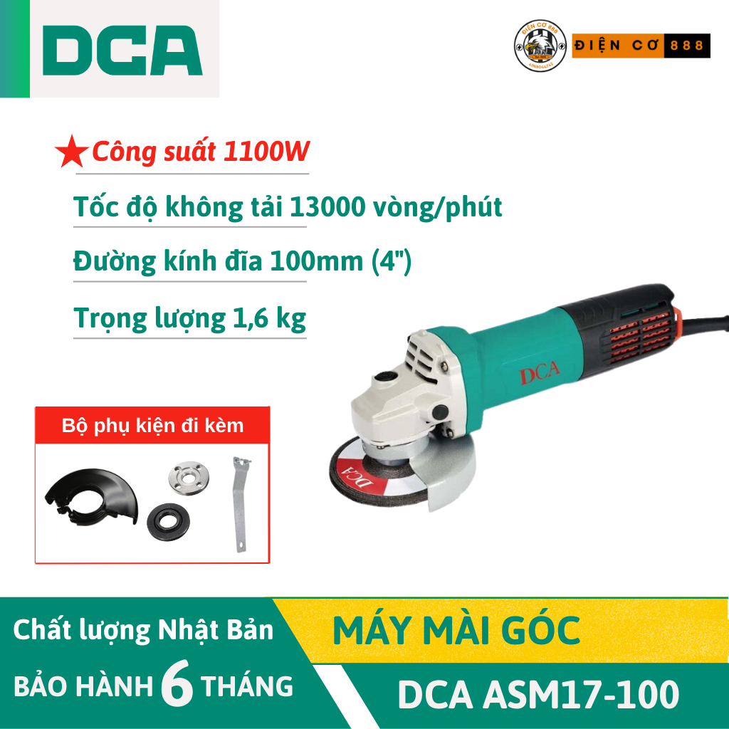 Máy mài góc DCA ASM17-100 1100W - Tặng thêm đá cắt và đá mài