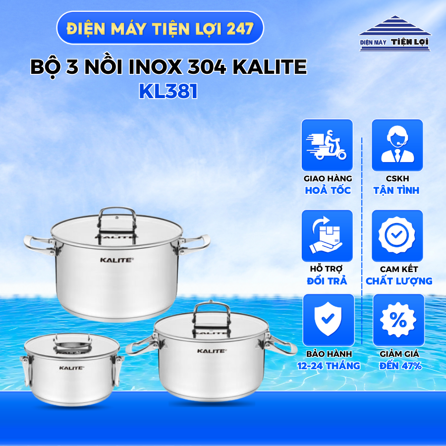Bộ nồi inox Kalite KL381 - Điện Máy Tiện Lợi 247