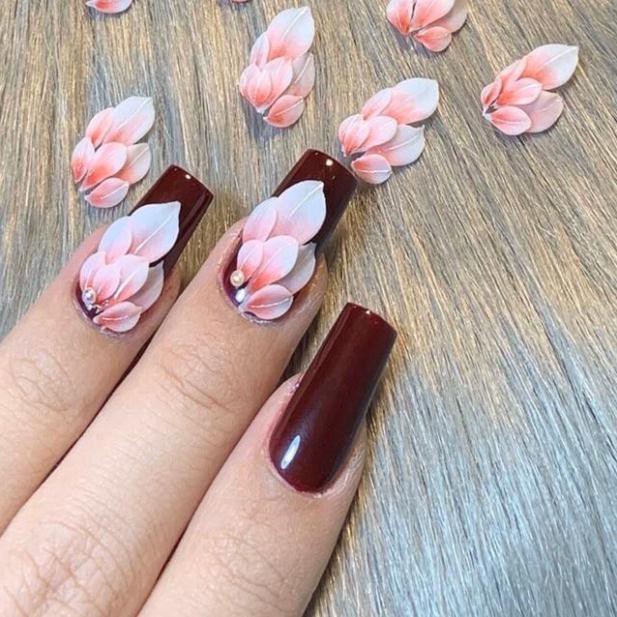 [HCM]Sản phẩm trang trí móng  vẽ nổi Nail desige  hoa vẽ nổi. Hoa nổi 4D Fantasy set 2 hoa theo màu.Hoa dễ bẻ from móng(hàng vẽ tay không đổ khuôn )