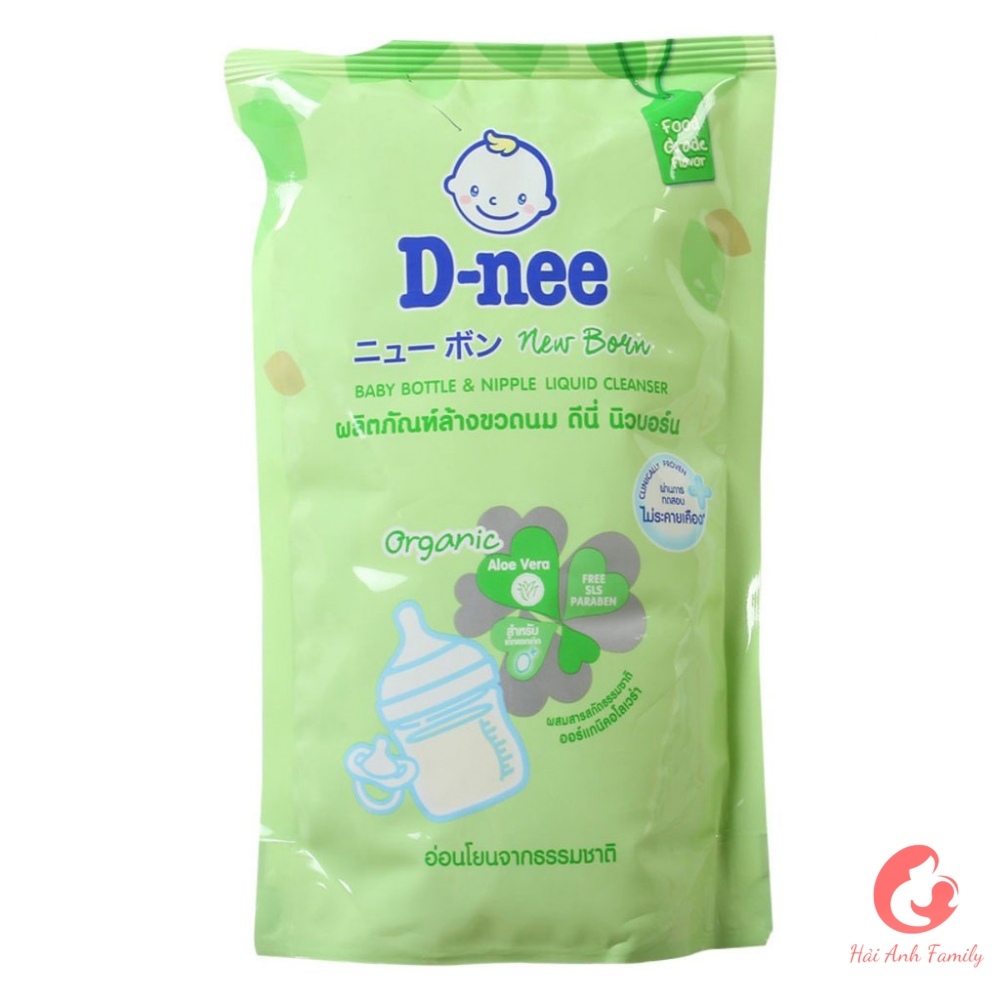 Nước rửa bình sữa Dnee organic thái trà xanh túi 550ml chai 600ml