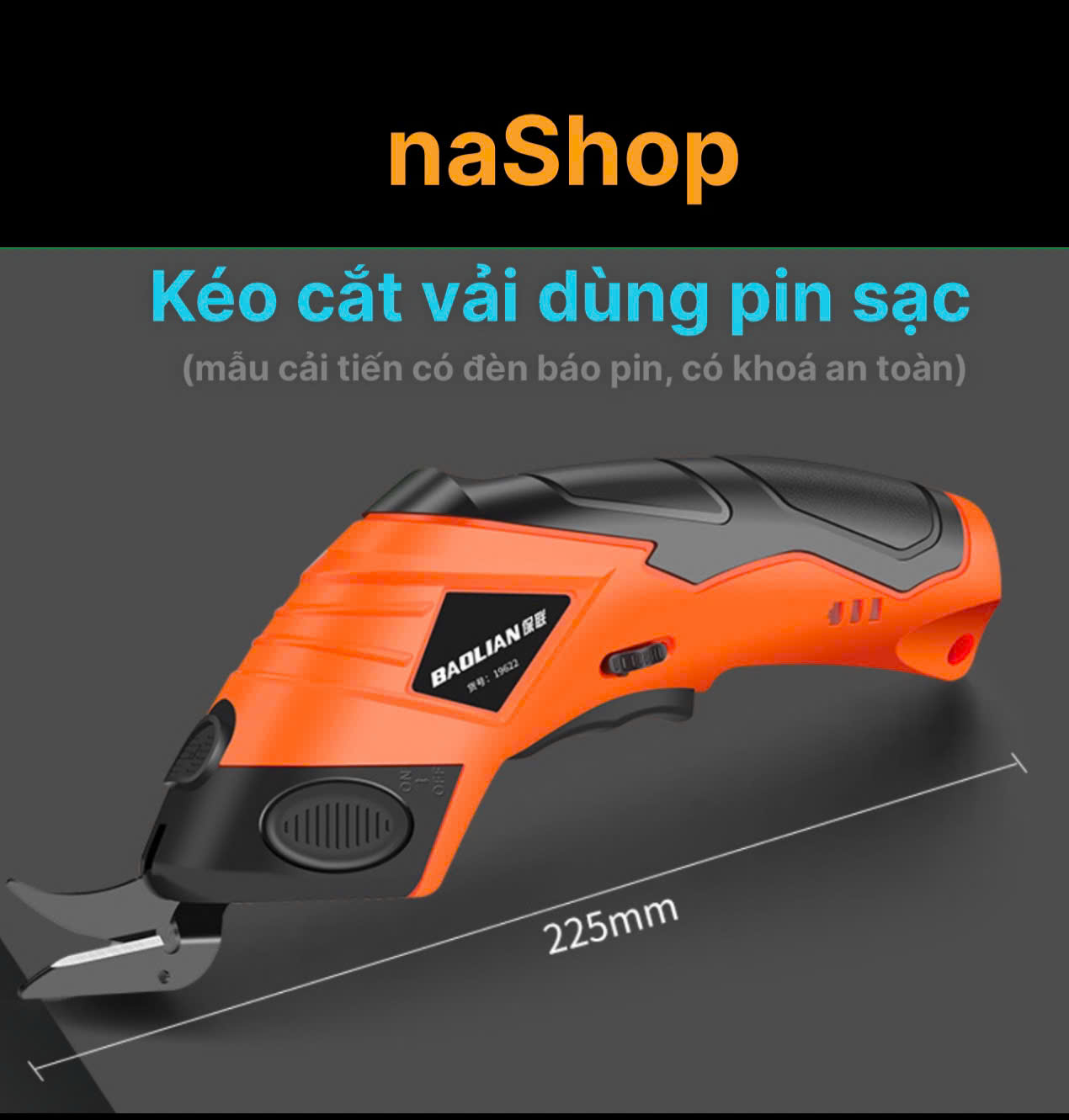 NaShop - Kéo cắt vải kéo điện không dây chạy bằng pin sạc siêu nhanh siêu tiện lợi cắt được từ vải rất mỏng đên dày 4-5 lớp vải thích hợp cho thợ may