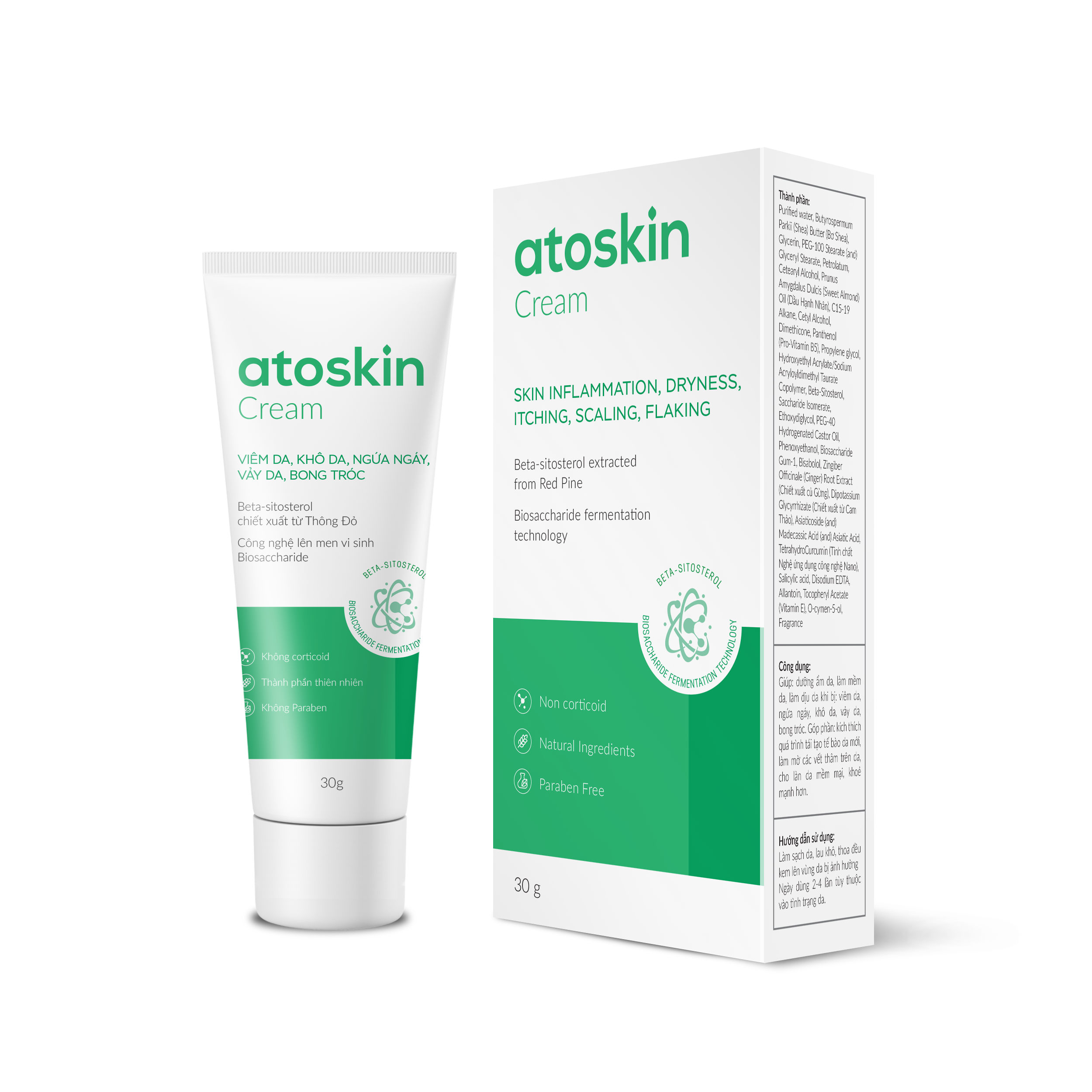 Atoskin Cream  30gr Kem dưỡng ẩm giảm khô rát bong tróc da giúp tăng cường sức khỏe làn da không chứ