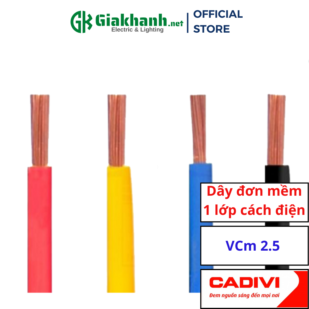 Dây Điện Đơn Mềm 1 Lõi 1 Lớp Cách Điện Cadivi VCm 2.5mm2 450/750V