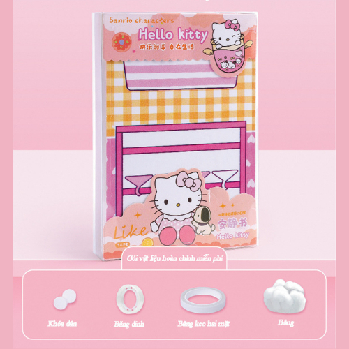 [Không cần cắt] Đồ chơi giấy thủ công Sanrio Kuromi Melody búp bê giấy cuốn sách yên tĩnh cắt dán DI