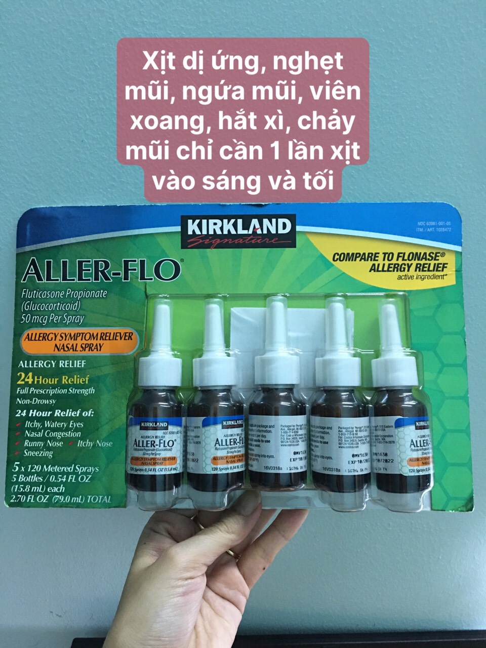 [Hcm]Chai Xịt Mũi Chống Dị Ứng Kirkland Aller Flo 158Ml Chính Hãng Mỹ