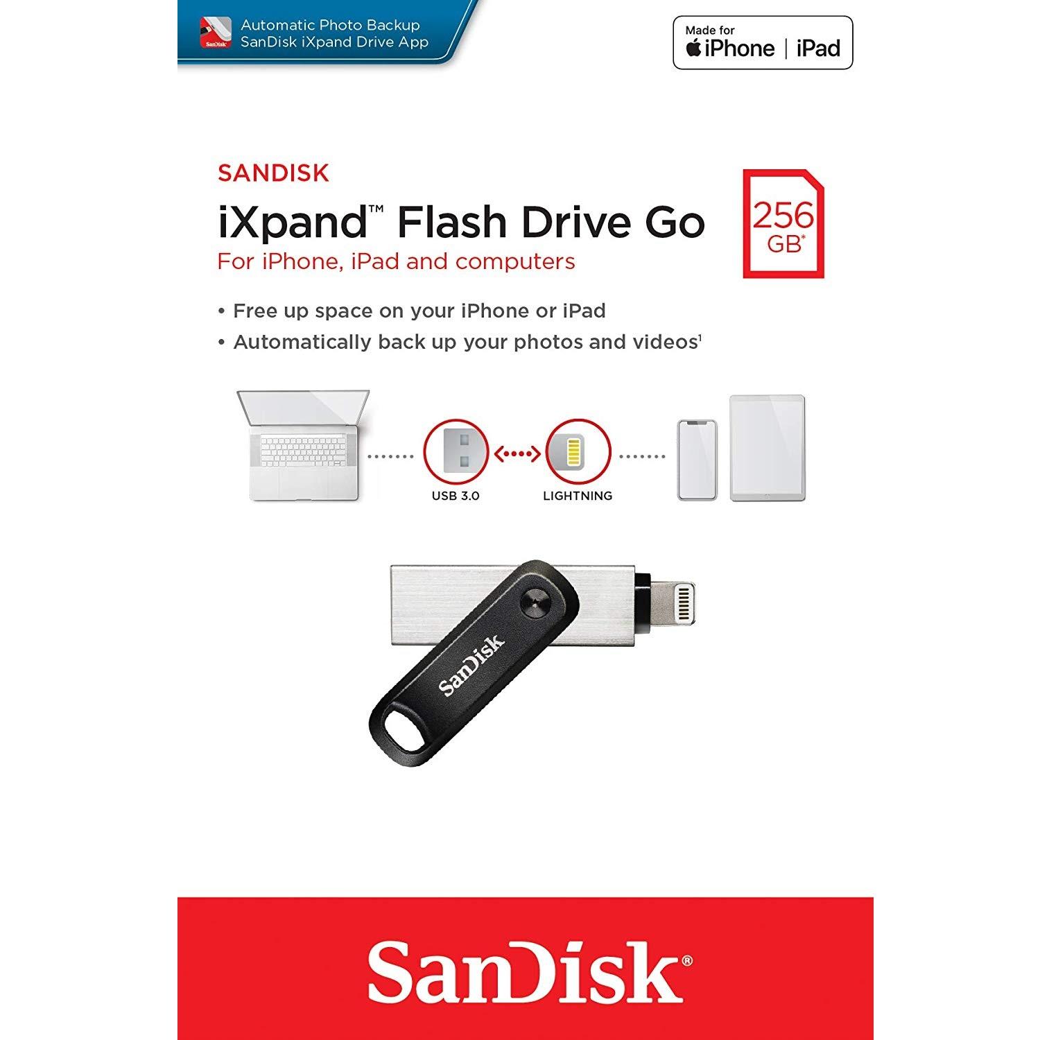 USB OTG SanDisk iXpand Go 256GB 3.0 dành cho iphone 14 prm trở xuống (Bạc) Nhất Tín Computer