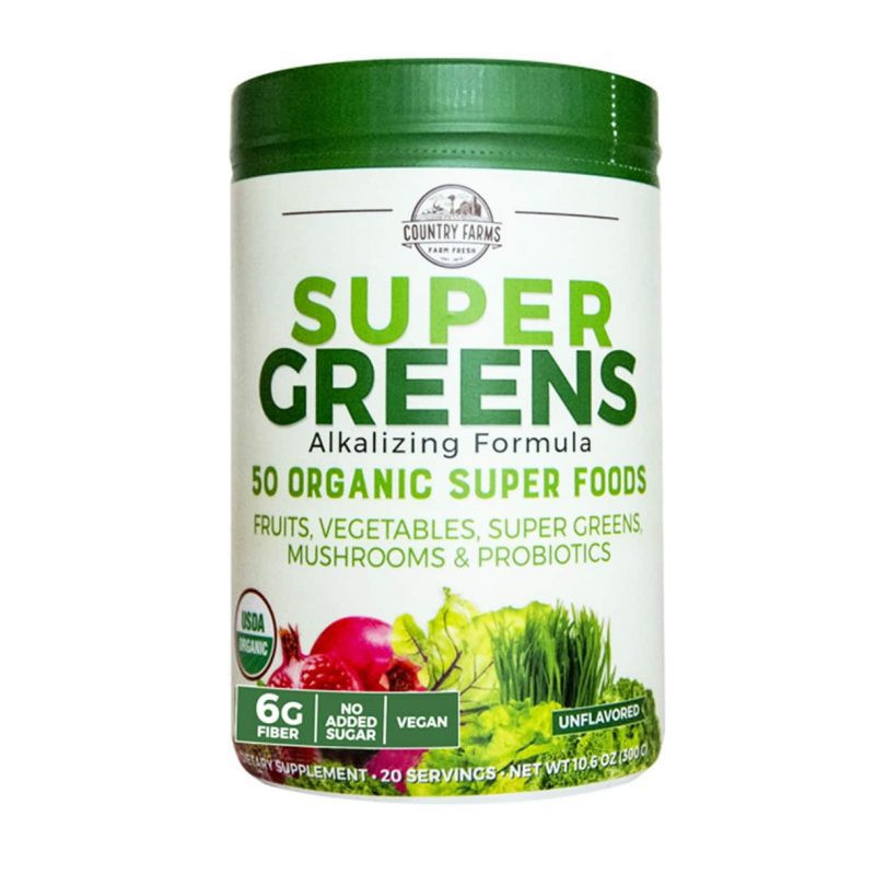 Hỗn hợp 50 siêu thực phẩm hữu cơ Country Farms Super Greens 300g unflavored