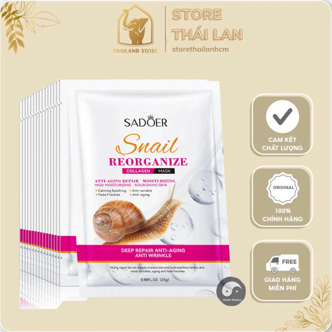 Mặt Nạ Ốc Sên Sadoer Snail Reorganize Collagen Mask 🌟