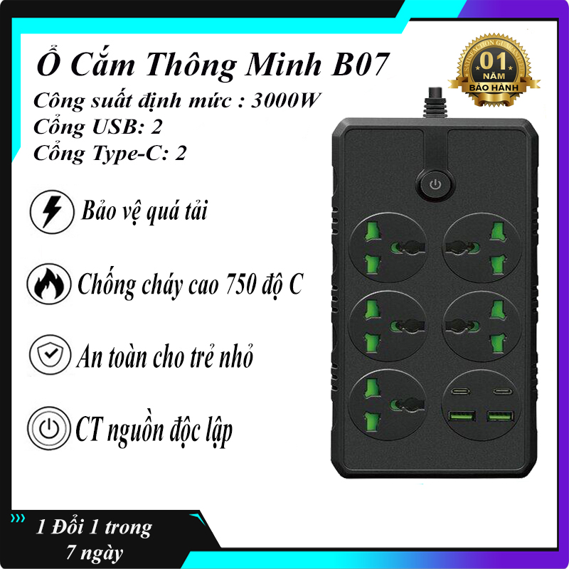 [ BẢO HÀNH 2 NĂM ]Ổ cắm điện đa năng thông minh 2 cổng USB sạc nhanh Ổ điện chịu tải o cam dien có c