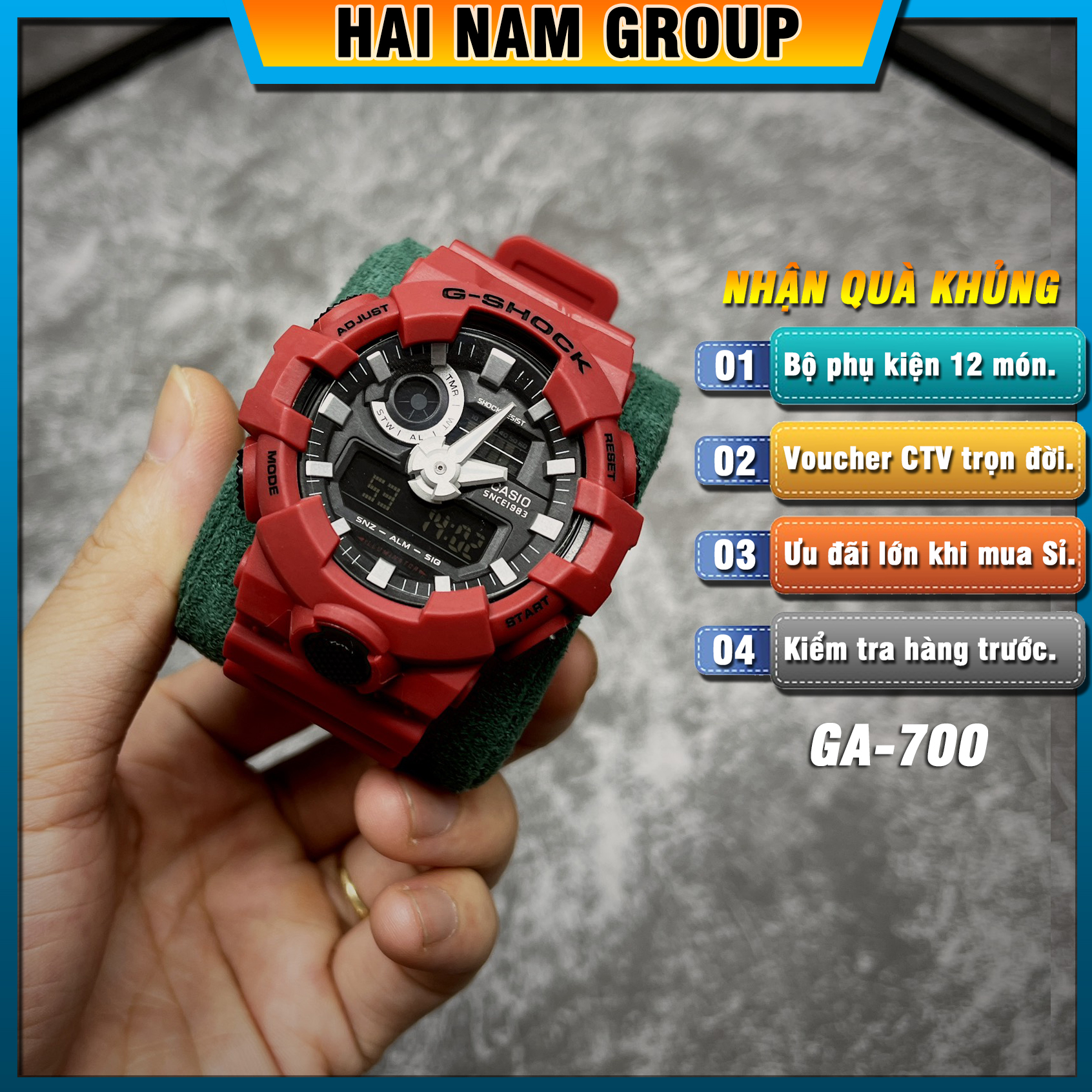 Đồng hồ nam G-SHOCK GA-700-4A Dây vỏ nhựa - Full chức năng - Đầy đủ phụ kiện