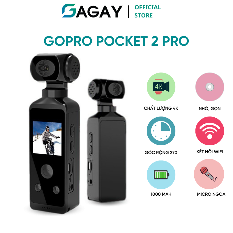 Camera mini Gopro Pocket 2 4K thể thao đa dạng chức năng máy quay phim cầm tay chống rung chất lượng