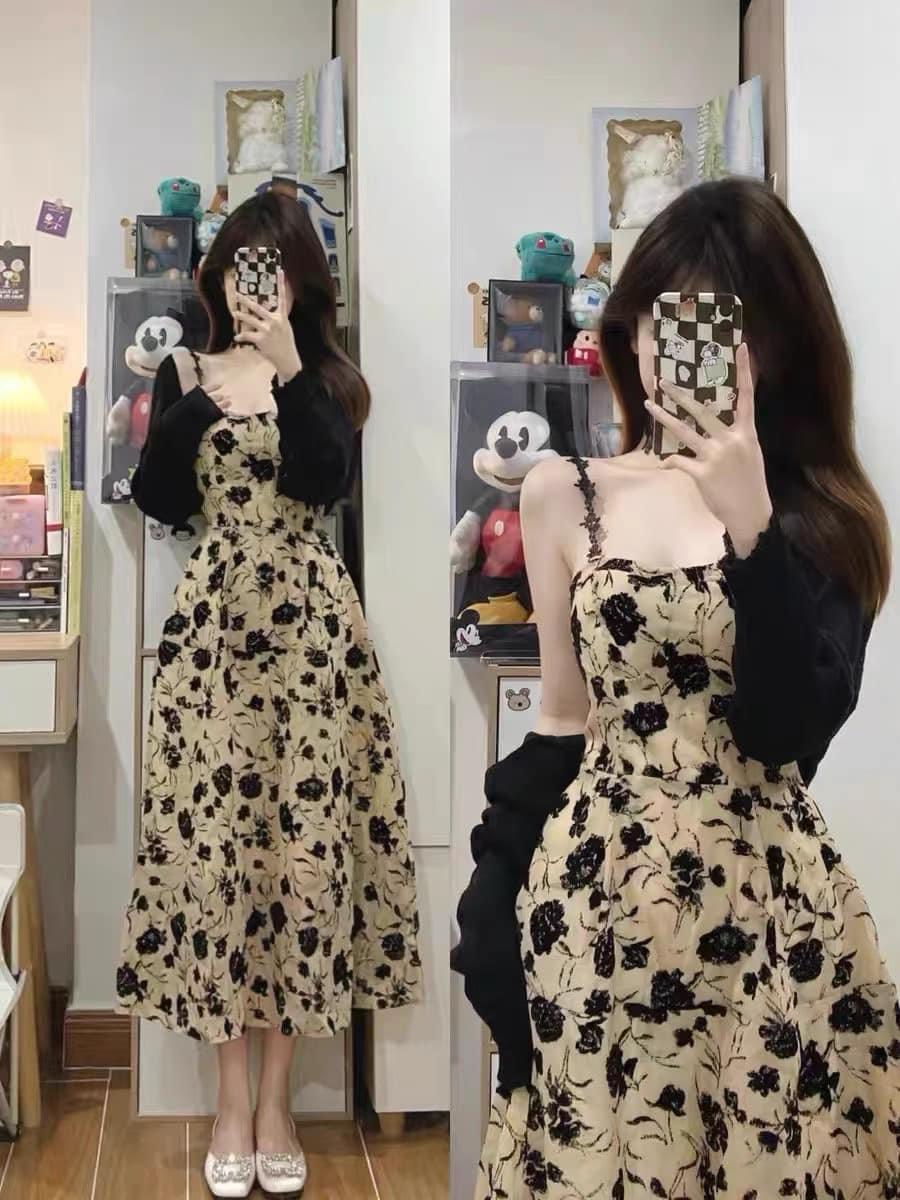Váy ôm body sợi bún, đầm ôm 2 dây,dáng dài | Shopee Việt Nam