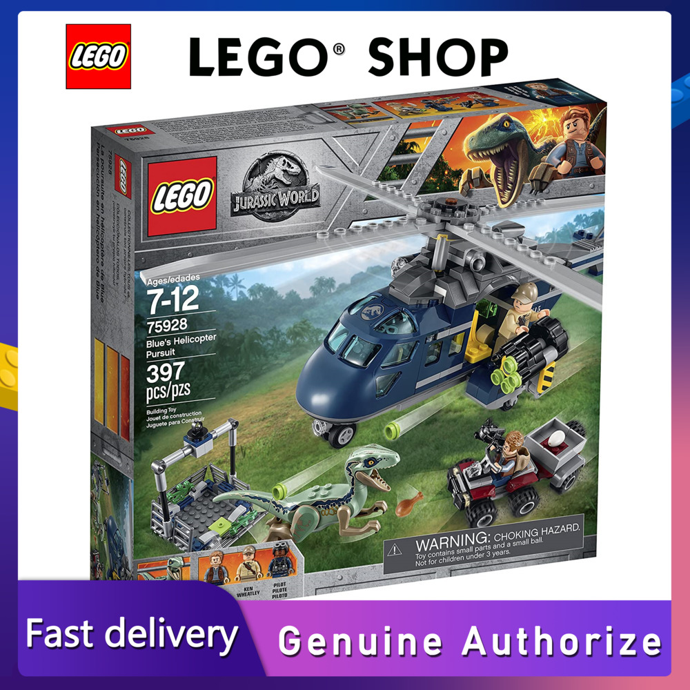 【Hàng chính hãng】 LEGO Bộ đồ chơi Lego Jurassic World Blue Helicopter Hunting 75928 (397 miếng) Đảm bảo chính hãng từ Đan Mạch
