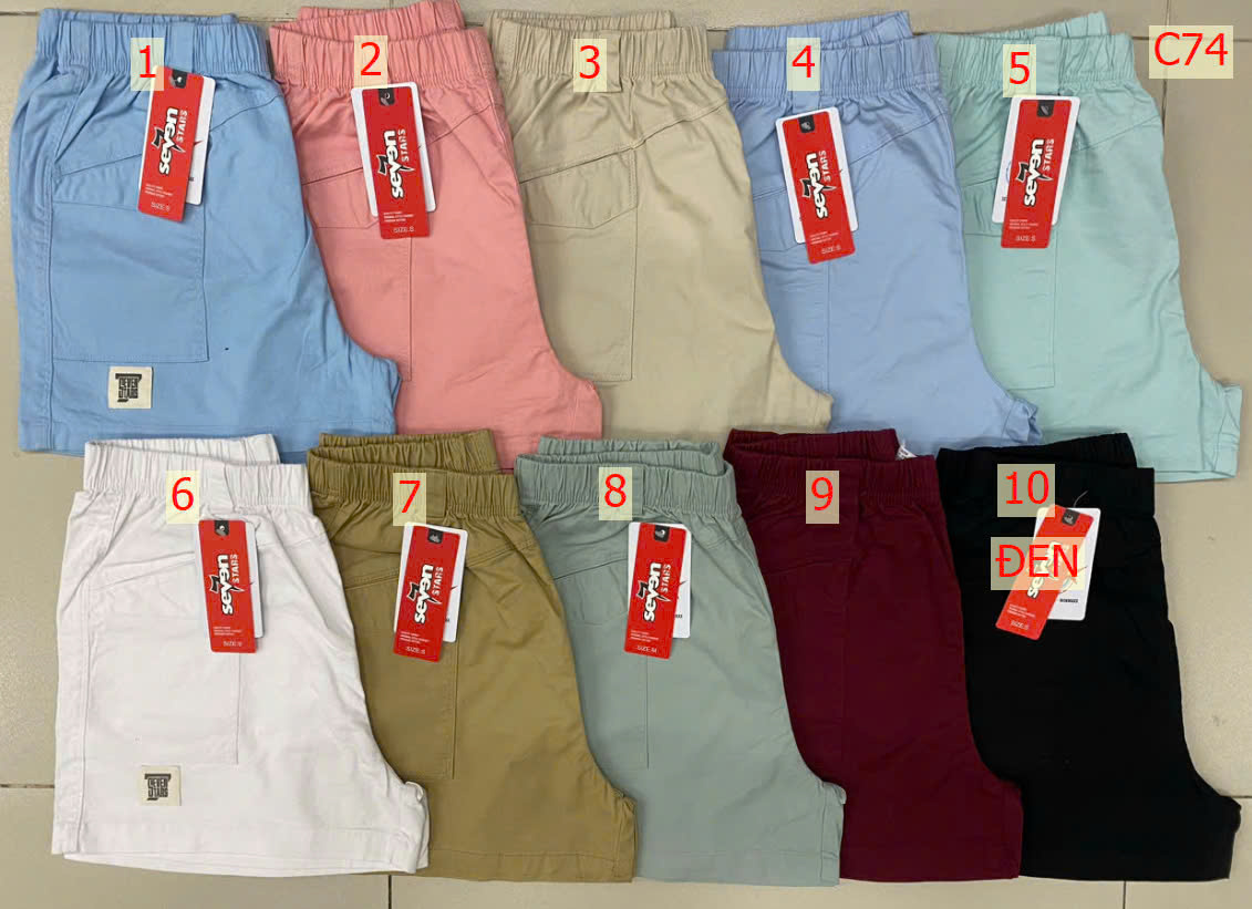 C74 - Quần Short Kaki Nữ Túi Trước Logo Seven Stars C74