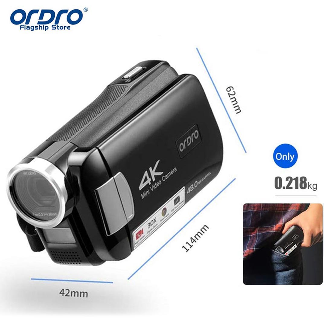 Máy quay video ORDRO Máy quay phim HDR-AC2 Vlog Mini 4K IR Máy ảnh kỹ thuật số nhìn đêm