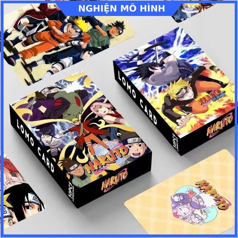 Lomo card hộp 30 thẻ in 2 mặt Naruto Sasuke Kakashi Itachi Rock Lee Hokage Akatsuki