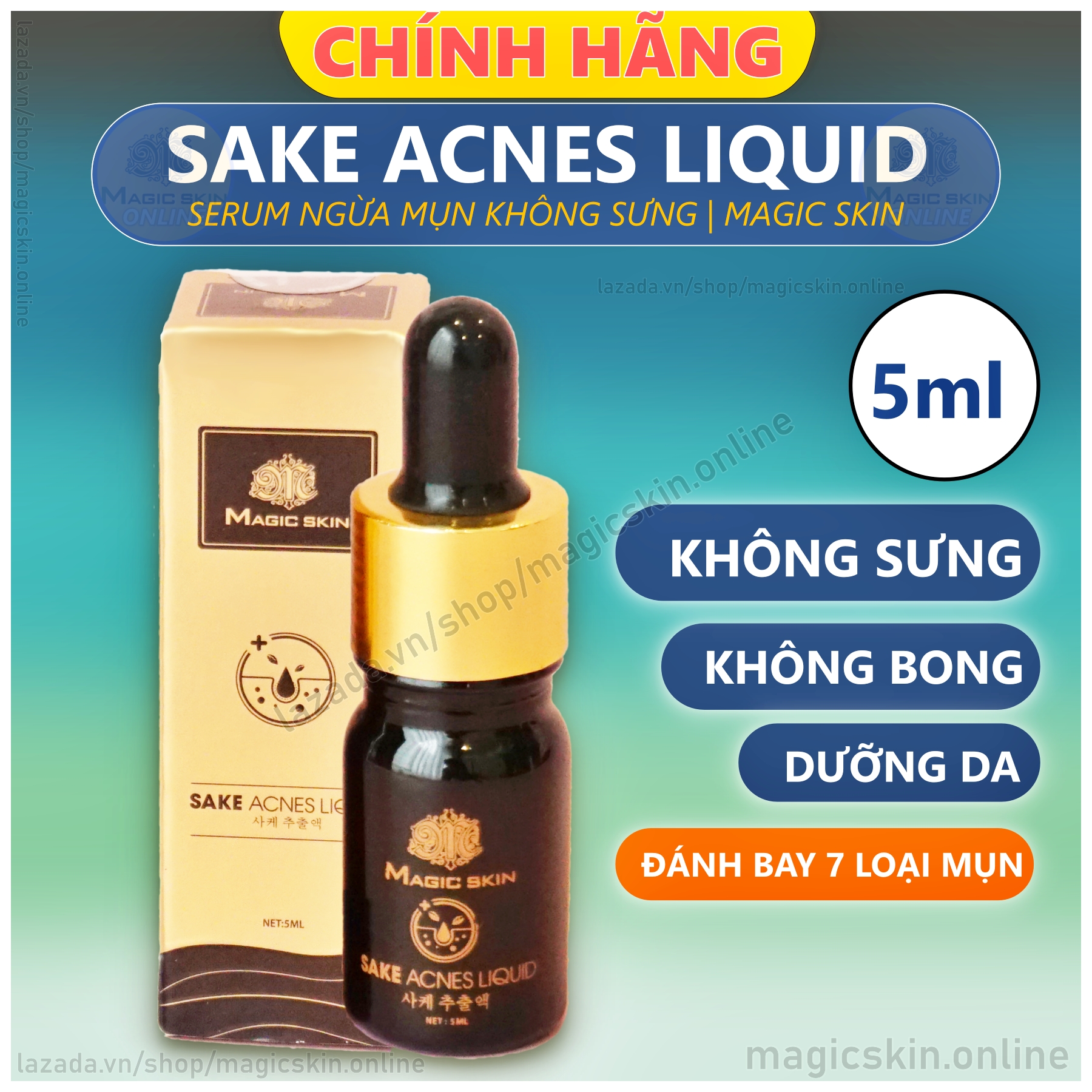 Serum Ngừa Mụn Không Sưng Sake Acnes Liquid 👍 Sạch Mụn Mờ Thâm Dưỡng Da Magic Skin ✔ Chính Hãng