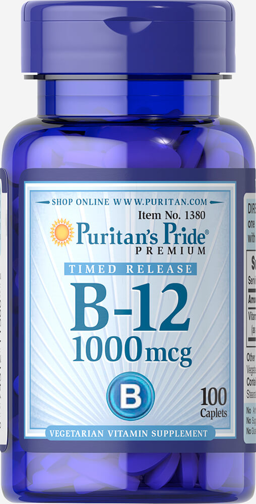 Viên Uống Bổ Máu Ngừa Chóng Mặt Tăng Cường Trí Não Hỗ Trợ Tế Bào Thần Kinh Puritans Pride Time Release B - 12 500Mcg 100 Viên