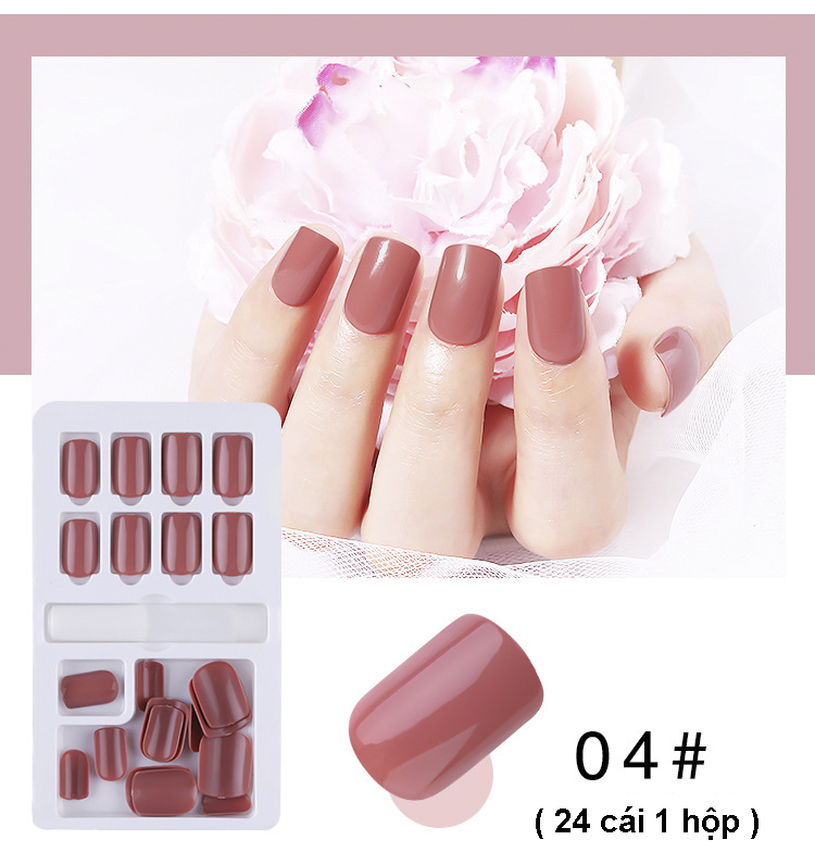 Hộp 24 Móng Giả Premium Nail Giả Kèm Keo Khô Và Keo Nước Cây Dũa (24 - 04)