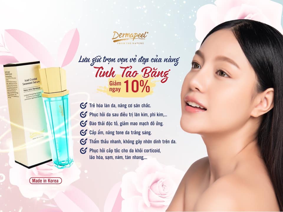 SERUM TINH TẢO BĂNG DERMAPEEL -ICED CRYSTAL SEAWEED SERUM DERMAPEEL – GIẢM TÌNH TRẠNG DA SƯNG ĐỎ NHANH CHÓNG – PHỤC HỒI DA HƯ TỔN – TRẮNG SÁNG – NÂNG CƠ DA