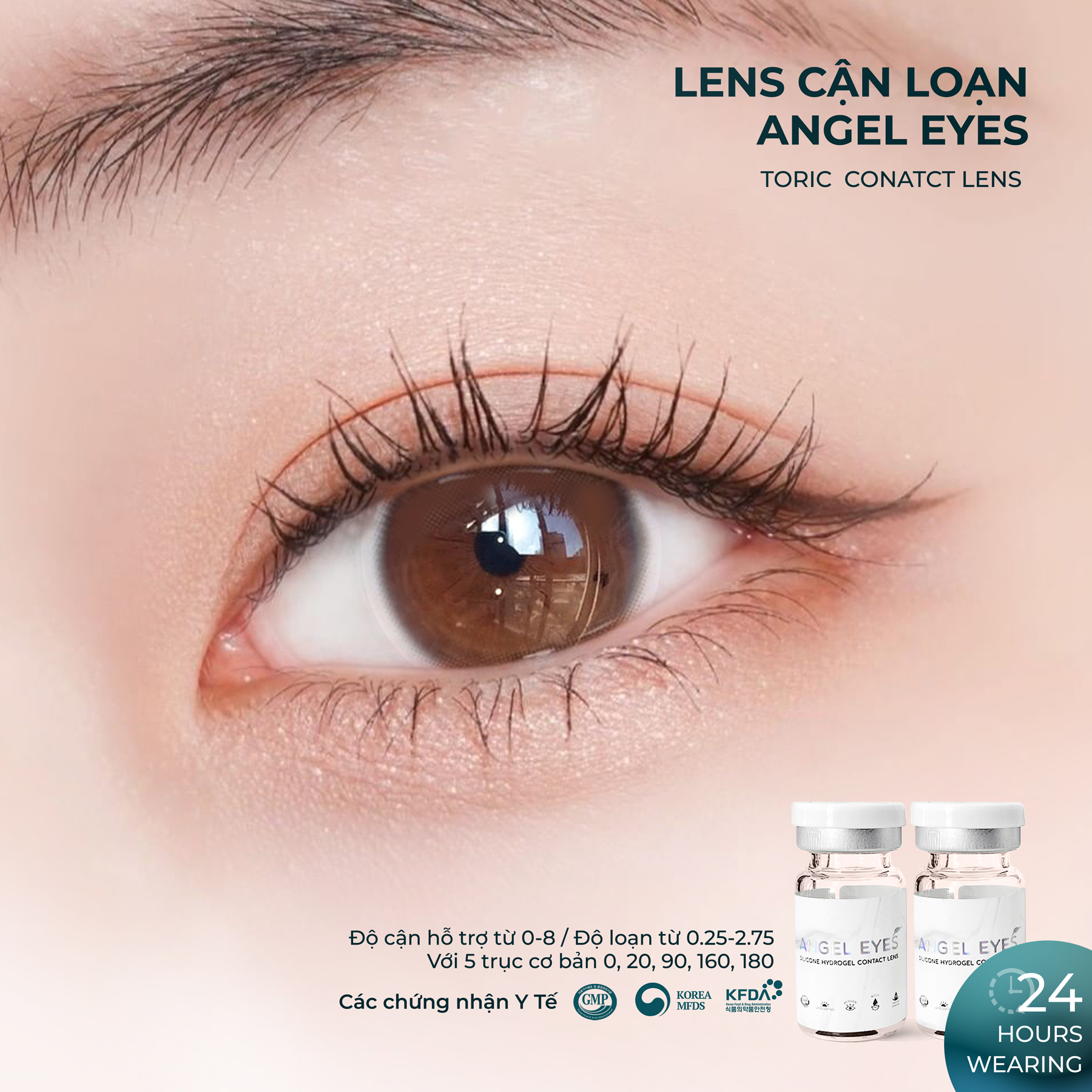 [GIÁ TỐT] Kính áp tròng cận loạn thị Angel Eyes - Độ cận 0.00 - 7.00 độ - Độ loạn từ 0.75 đến 2.75 đ