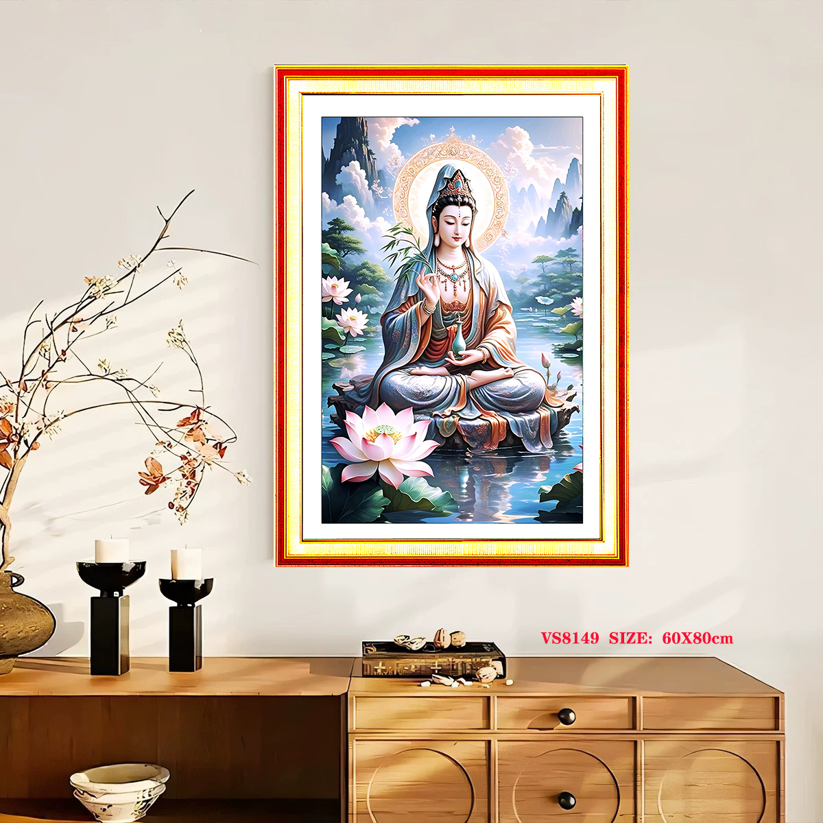 🙏💎 TRANH ĐÍNH ĐÁ MẸ QUAN ÂM VS619 – TỪ BI PHỔ ĐỘ – AN LÀNH KHẮP CHỐN 💎🙏