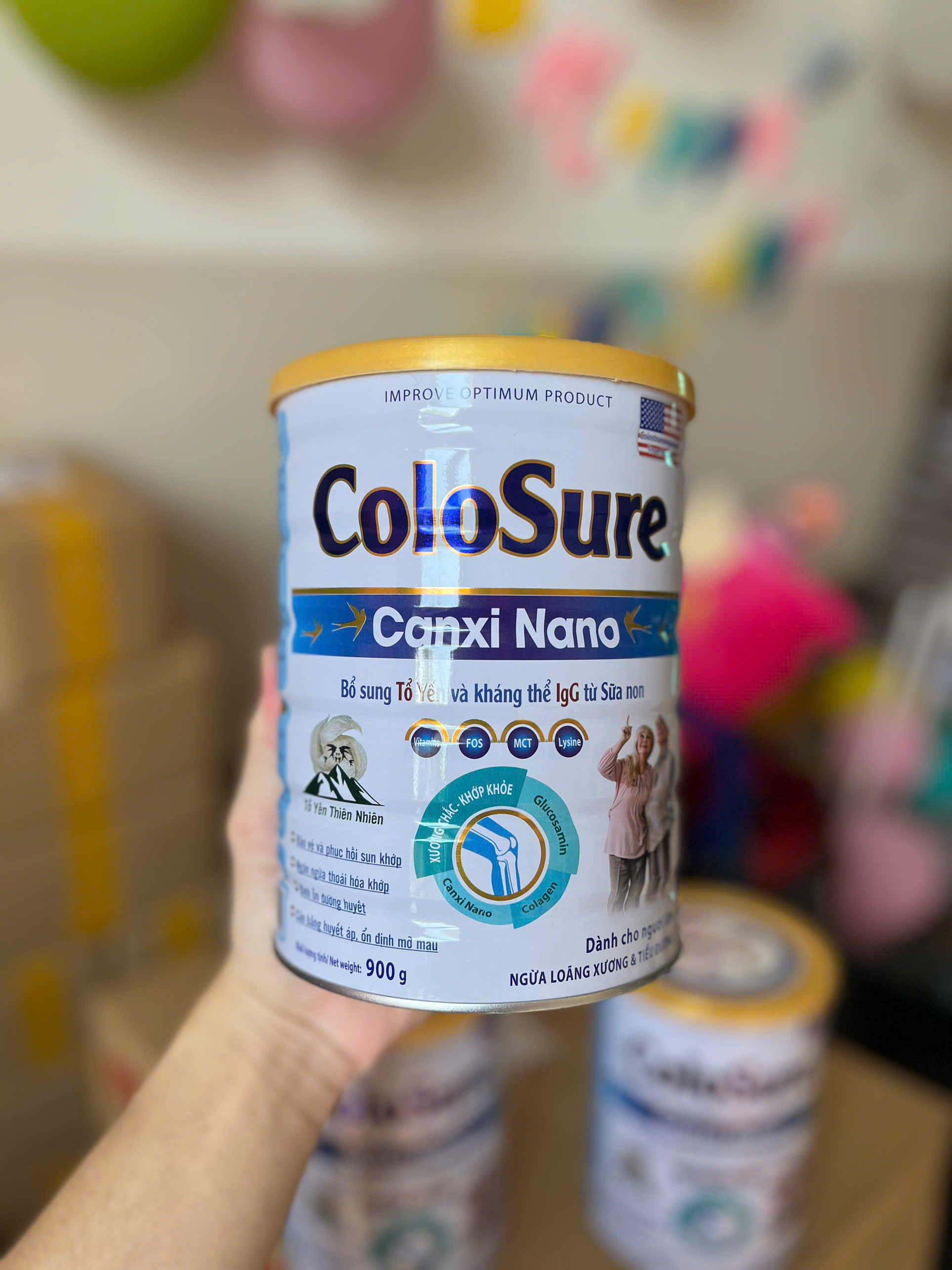 Sữa COLOSURE CANXI NANO 900G (CHÍNH HÃNG) - Bổ sung Tổ Yến và Kháng thể IgG từ Sữa non