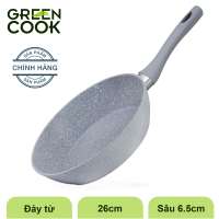 Chảo đáy từ vân đá chống dính GREEN COOK 24 -26 - 28 cm tay cầm chịu nhiệt - Hàng chính hãng greencook