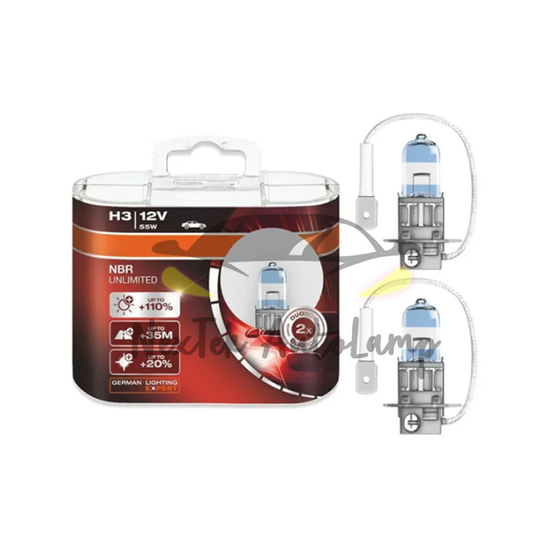 Bóng đèn pha ô tô OSRAM Night Breaker Unlimited H1 55W, 3700K, 1650lm, Halogen, ECE R37