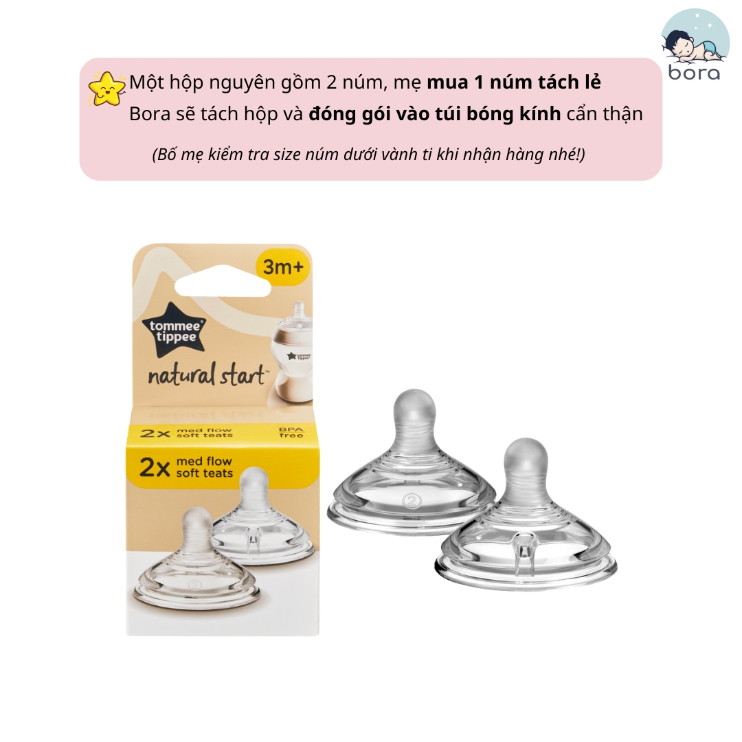 Núm ti Tommee Tippee Natural Start silicon siêu mềm tự nhiên đủ 4 size [Cam kết chính hãng]