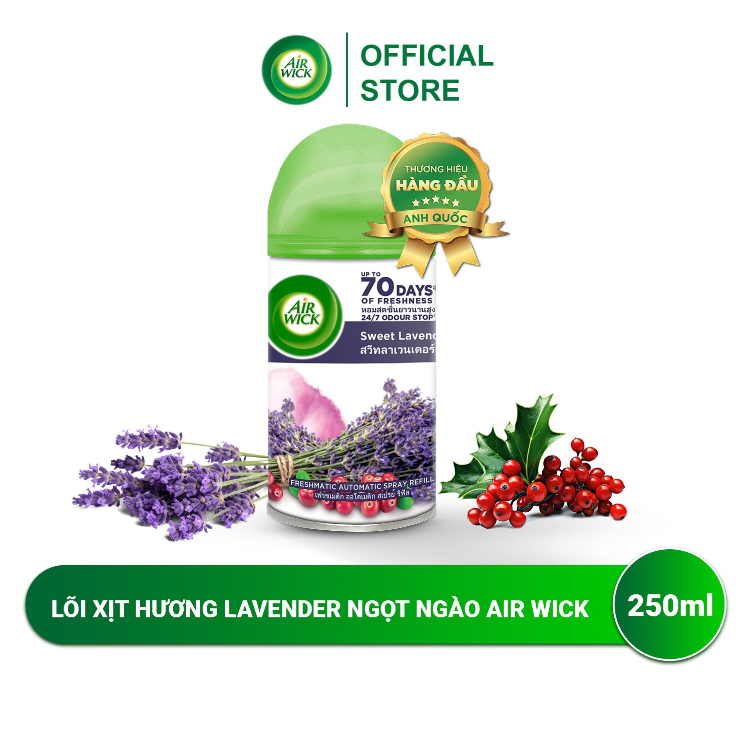 Lõi máy xịt thơm phòng tự động hương Sweet Lavender AIRWICK hương thơm dịu ngọt say đắm lưu hương lâ